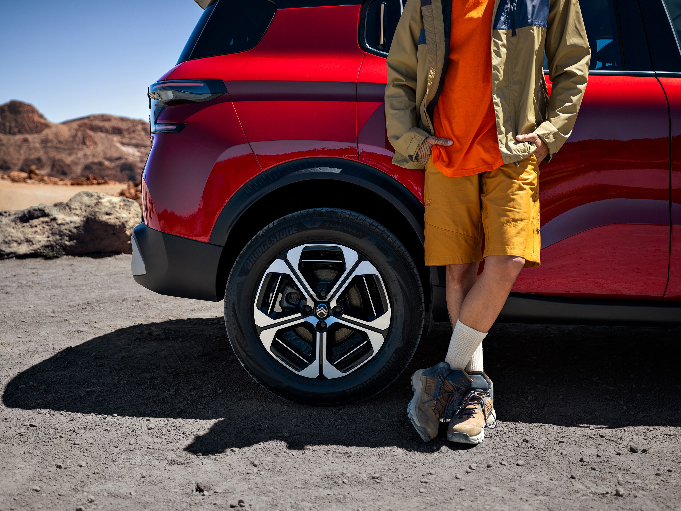 Close‑up wheel view of Citroën C3 Aircross SUV highlighting alloy wheel design for stylish, confident and affordable outdoor mobility.