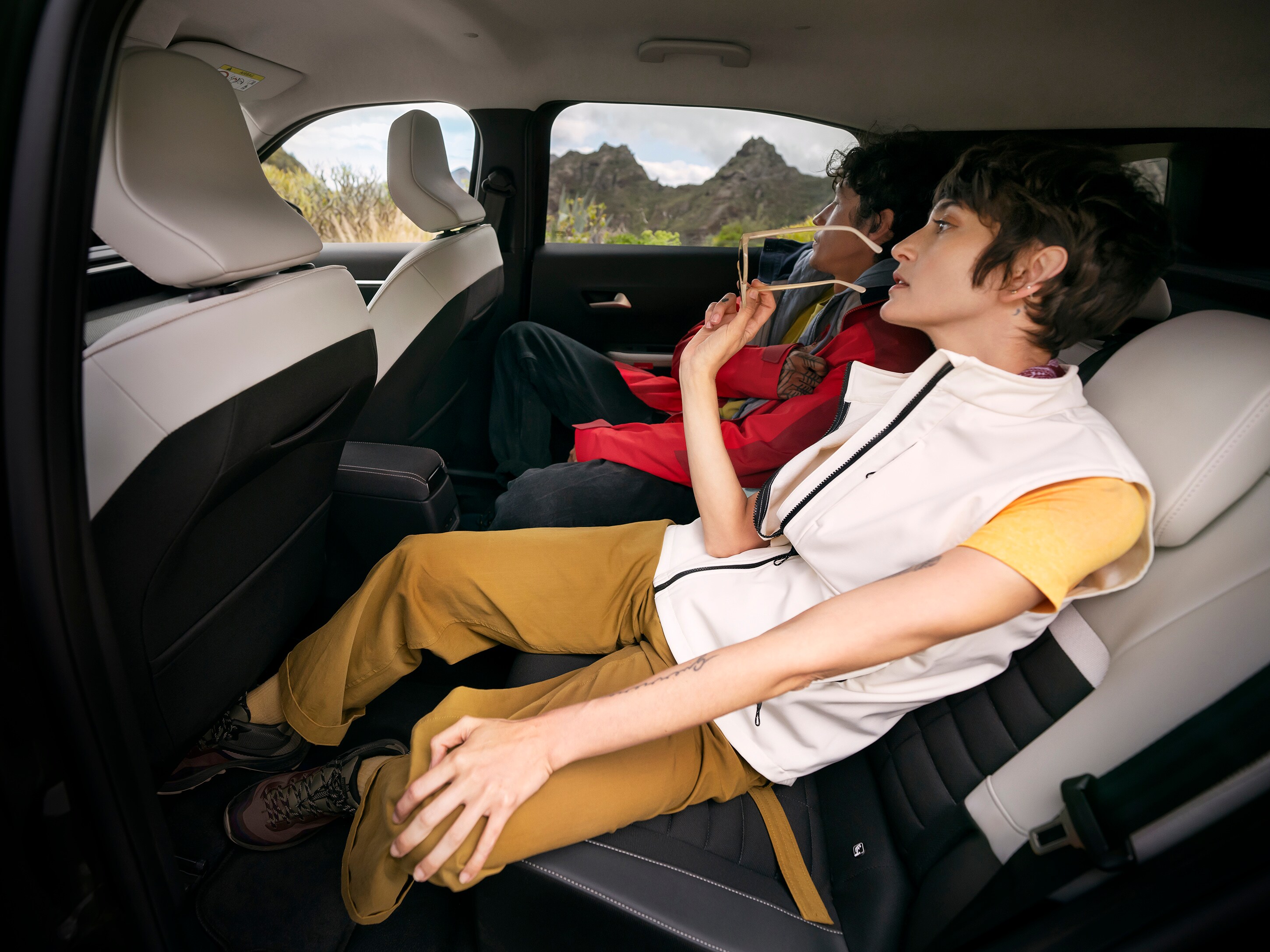 Rear seat view of Citroën C3 Aircross SUV highlighting generous legroom for comfortable, versatile and affordable everyday passenger mobility.