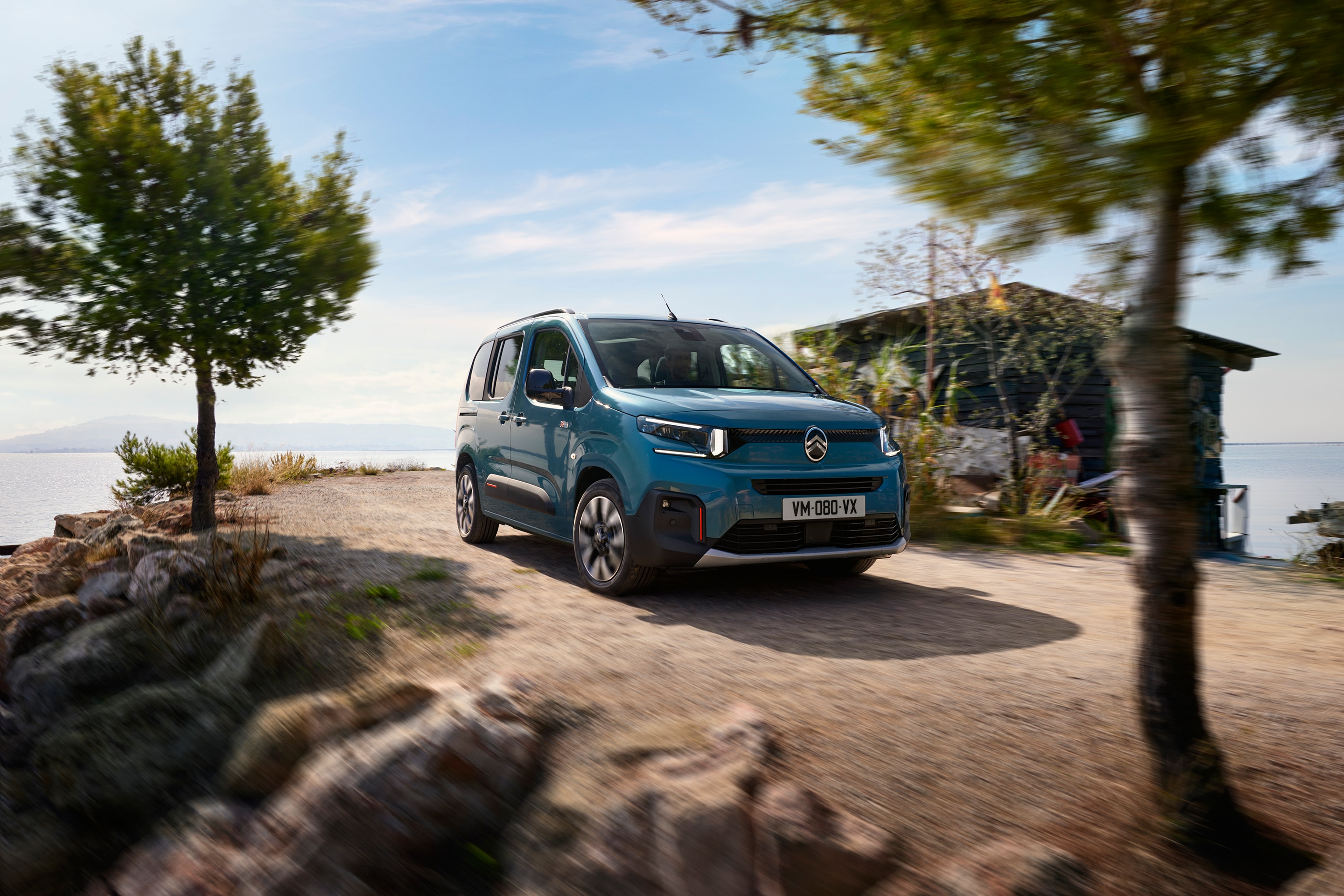 Three‑quarter front view Kiama Blue Berlingo highlighting modern attractive design, efficiency and safety